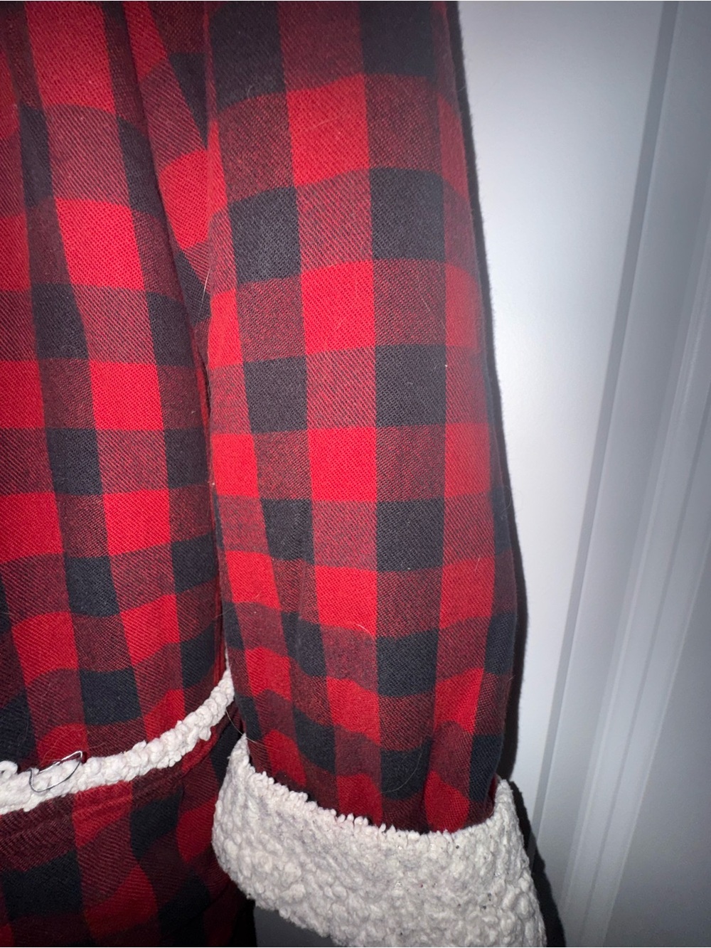 Cozy Red and Black Buffalo Plaid Sherpa-Trim Robe